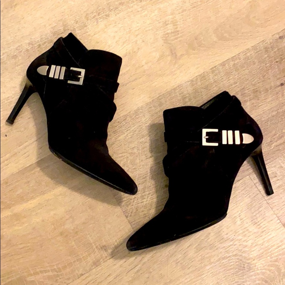 Saint Laurent Black Pointy Toe Booties
